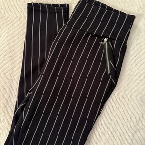 Shosho Black and White Striped Leggings